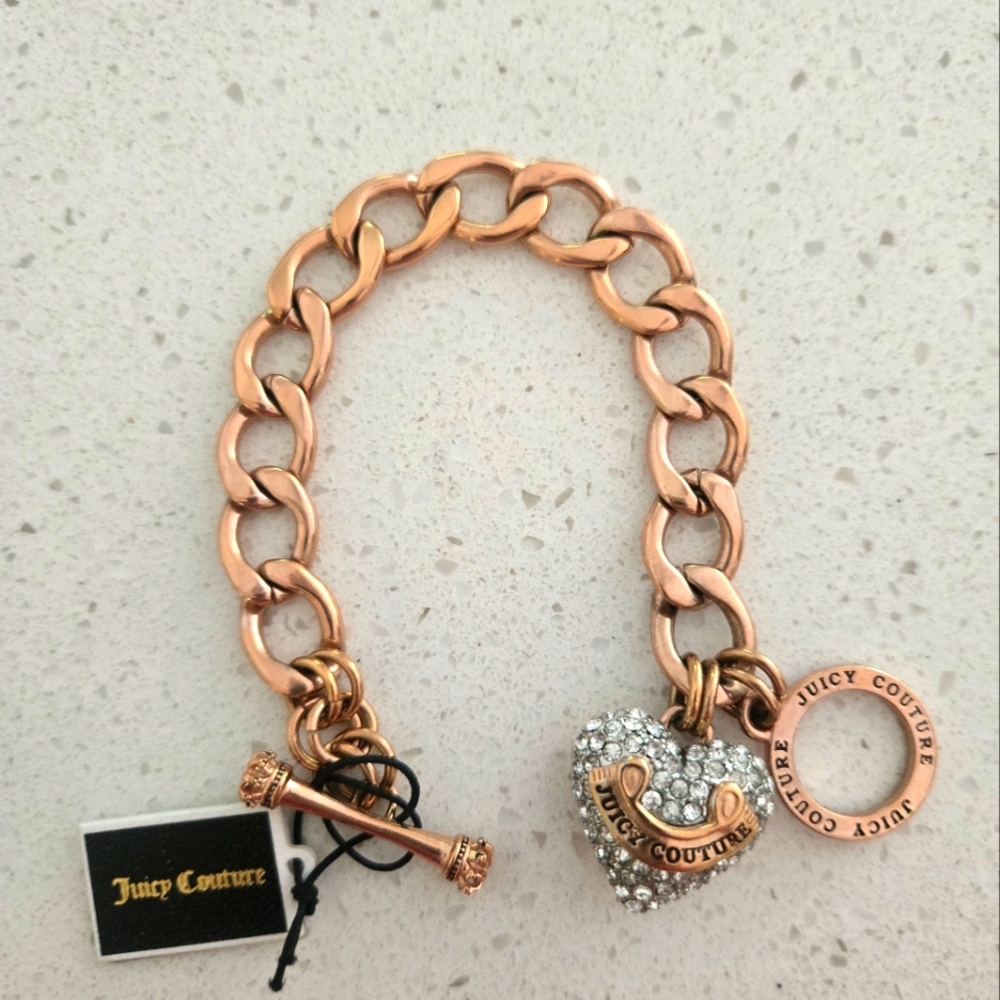 Juicy Couture Rose Gold Bracelet with Sparkling Heart